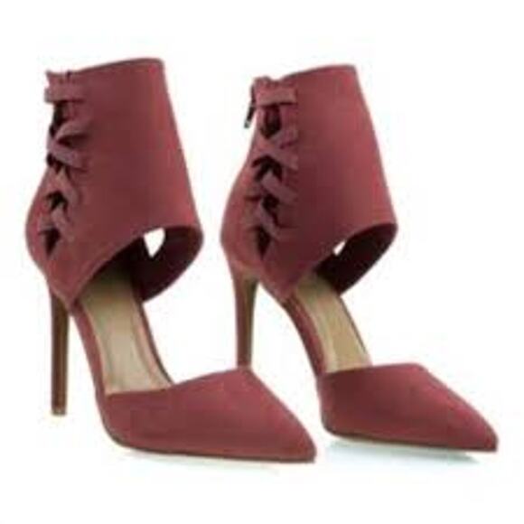 Anne Michelle Pink Stiletto Heels Suede Open-Toe - Picture 1 of 9